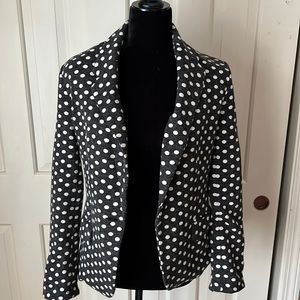 Cartonnier black and white polka dot blazer sweater, size small.